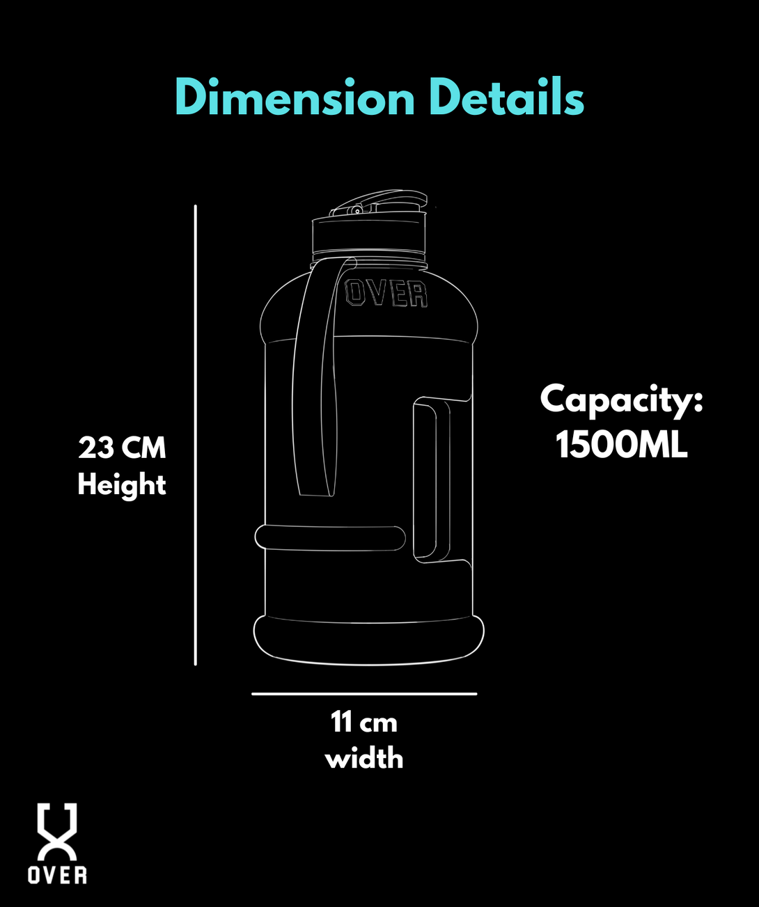 1.5L Oversized Bottle with Flip Cap